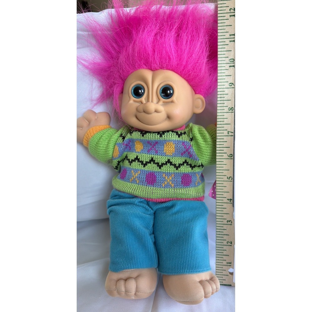Troll Kidz Bennie Doll Russ Berrie Pink Hair Knit Sweater Vintage 1992 12 Inch